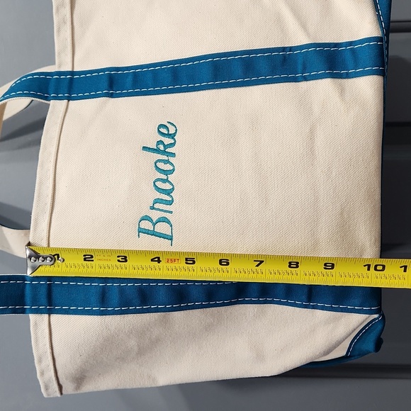 L.L. Bean Teal Blue Green Custom Monogrammed Brooke Boat & Tote Canvas Bag - Picture 3 of 13